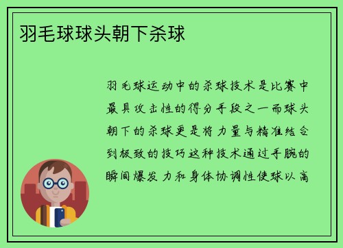 羽毛球球头朝下杀球